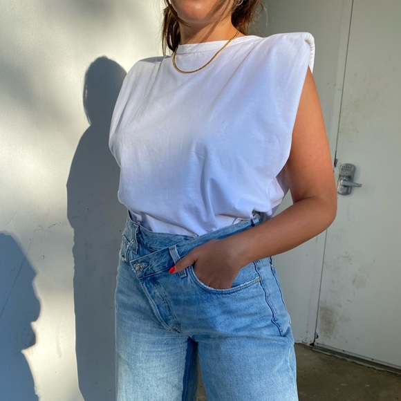 White Tank with Shoulder Pad - Picture 2 of 2